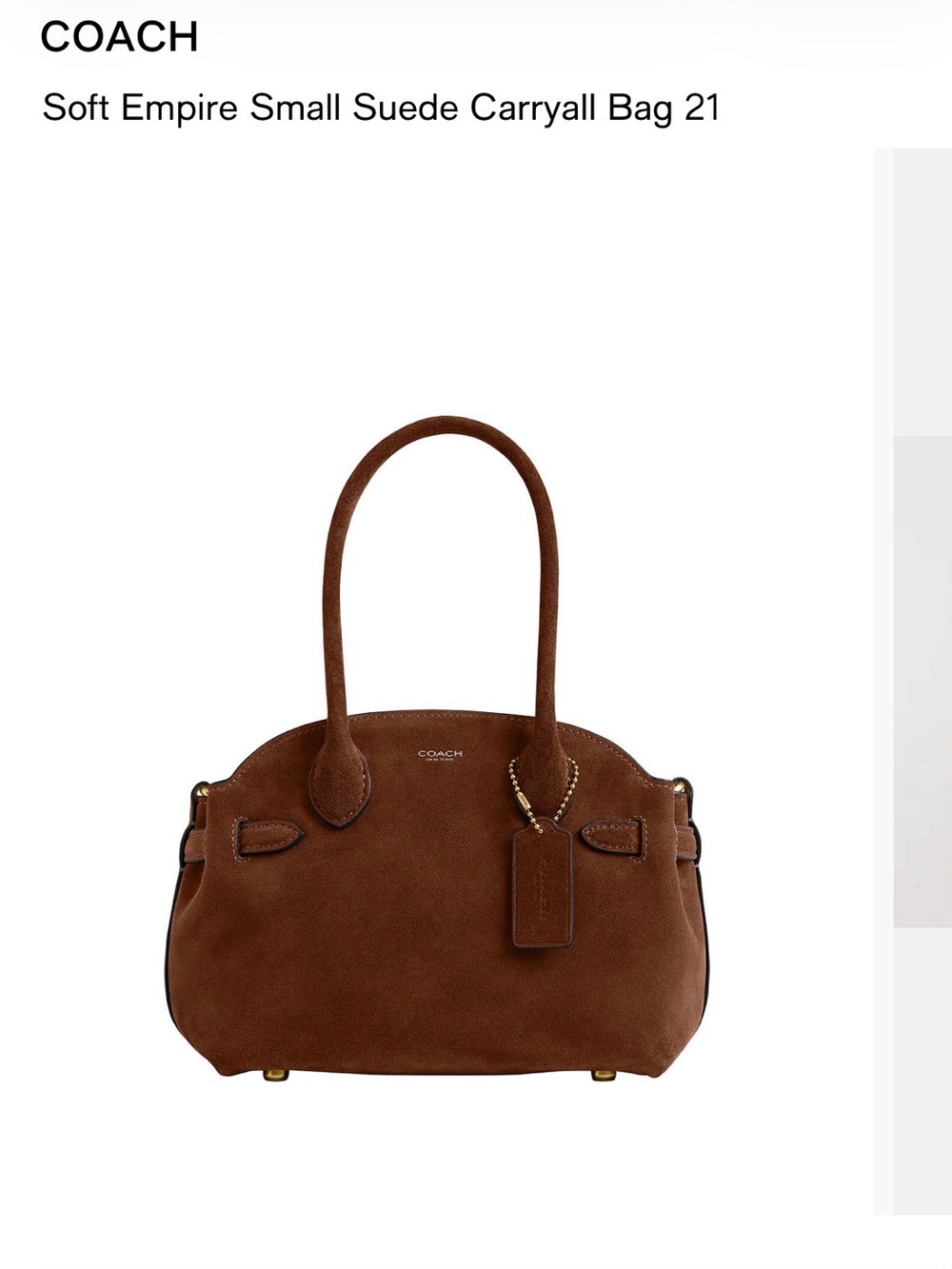 COACH Soft Empire Small Suede Carryall Bag in Brown